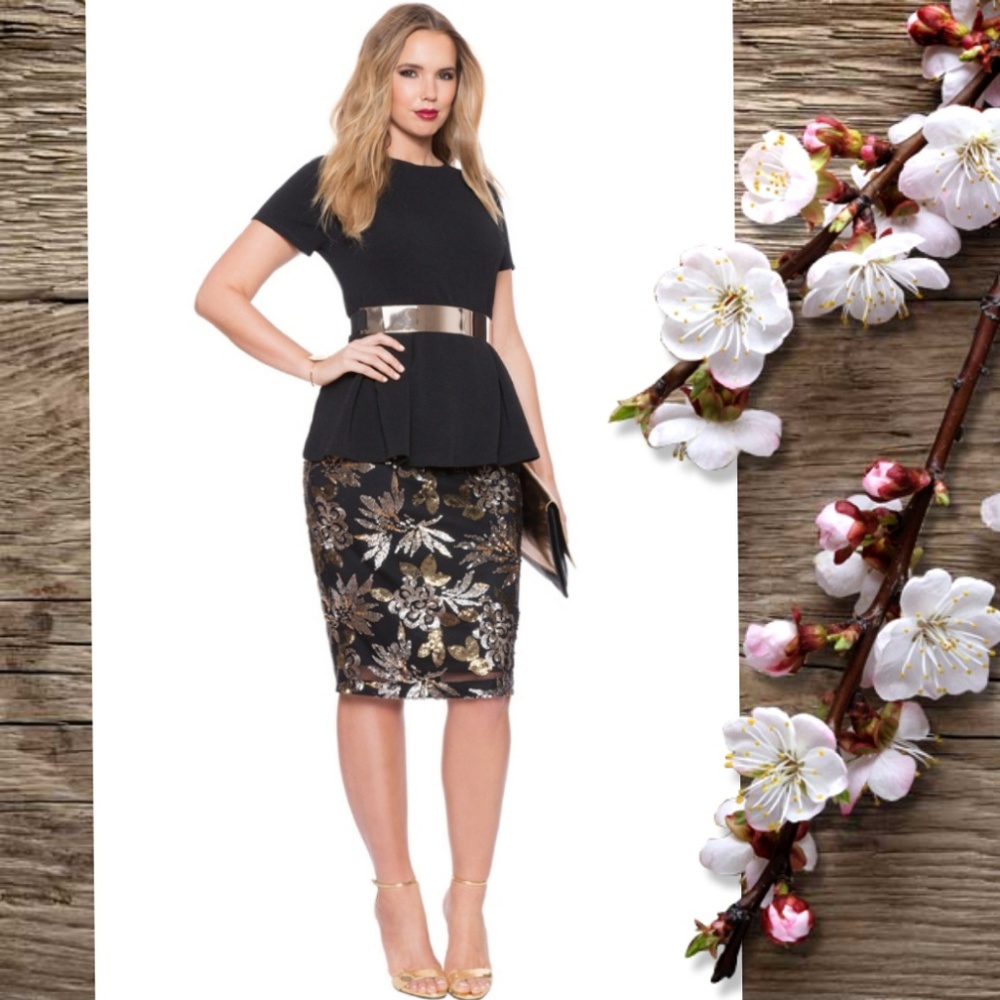 Eloquii Sequin & Mesh Column Skirt NWT Size 22